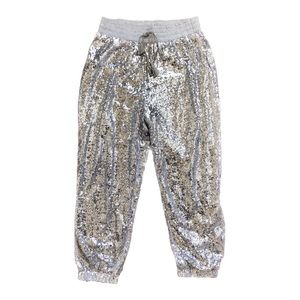 Silver Sequin Drawstring Joggers (NWT)